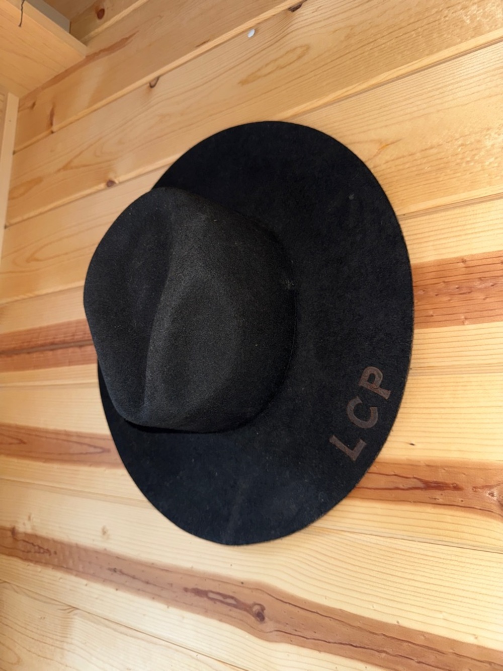 Black Wool Felt Hat with LCP Monogram
